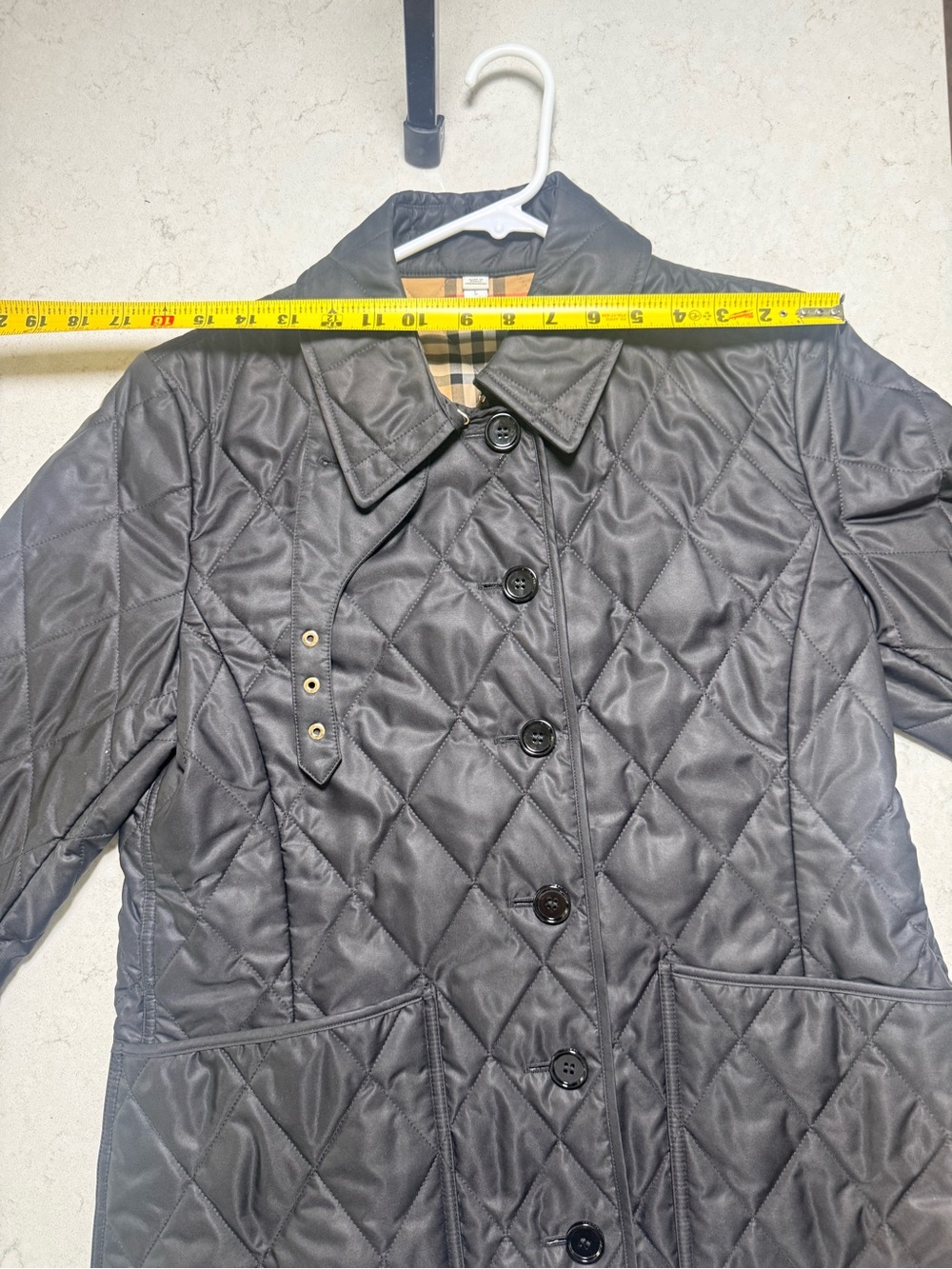 Burberry Black Diamond Quilted Check Lined Jacket Women’s Large - Picture 9 of 12
